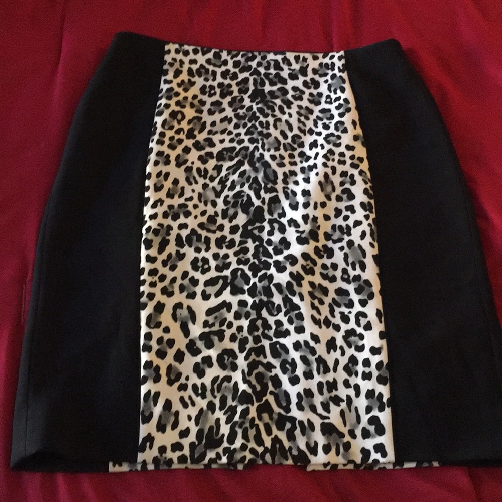 WHBM Leopard Print Career Lined Skirt
